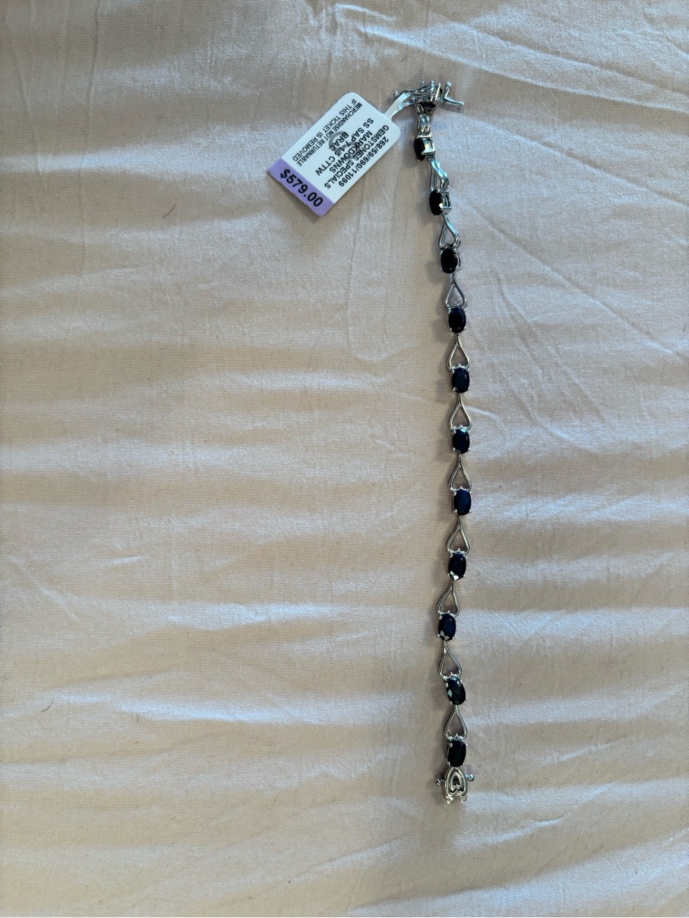 Elegant Silver Bracelet with Deep Blue Stones - Women Jewelry